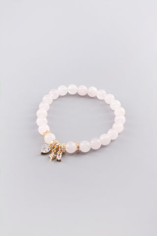 Handgefertigtes Rosenquarz Armband 8 mm – Geschenk für Liebe & Harmonie, Starry Kollektion von Gembonbon (Vorderansicht)