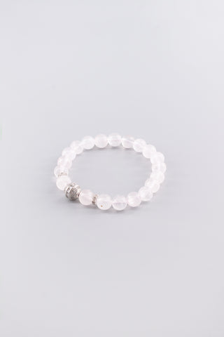 Handgefertigtes transparentes Rosenquarz Armband 8 mm – Geschenk für Liebe & Harmonie, Auspice Kollektion von Gembonbon (Vorderansicht)