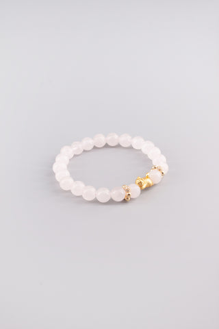 Handgefertigtes Rosenquarz Armband 8 mm – Geschenk für Liebe & Harmonie, Kitty Kollektion von Gembonbon (Vorderansicht)