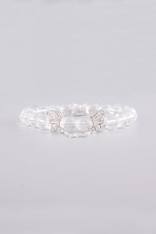 Transparentes Bergkristall Armband 8 mm – Seitenansicht, Linkwing Kollektion von Gembonbon