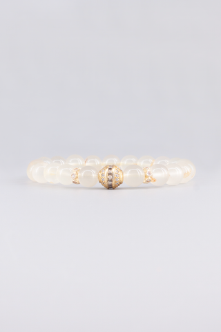 Citrin Armband 8 mm handgefertigt – Seitenansicht des Edelsteinarmbands, Auspice Kollektion von Gembonbon