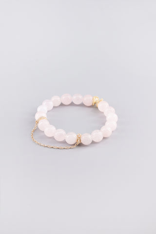 Handgefertigtes Rosenquarz Armband 10 mm – Geschenk für Liebe & Harmonie, Whirl Kollektion von Gembonbon (Vorderansicht)