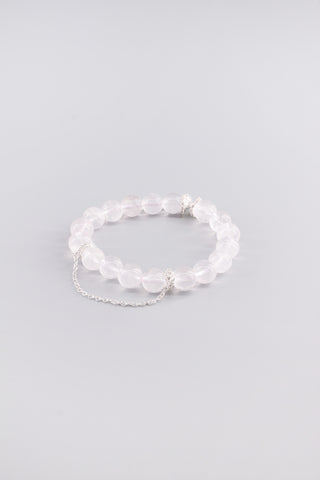 Handgefertigtes transparentes Rosenquarz Armband 10 mm – Geschenk für Liebe & Harmonie, Whirl Kollektion von Gembonbon (Vorderansicht)