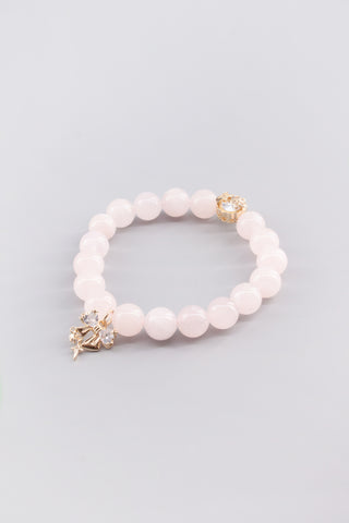 Handgefertigtes Rosenquarz Armband 10 mm – Geschenk für Liebe & Harmonie, Garden Kollektion von Gembonbon (Vorderansicht)