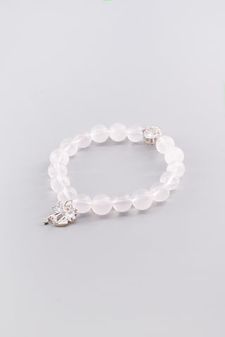 Handgefertigtes transparentes Rosenquarz Armband 10 mm – Geschenk für Liebe & Harmonie, Garden Kollektion von Gembonbon (Vorderansicht)