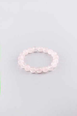 Handgefertigtes transparentes Rosenquarz Armband 10 mm – Geschenk für Liebe & Harmonie, Origin Kollektion von Gembonbon (Vorderansicht)