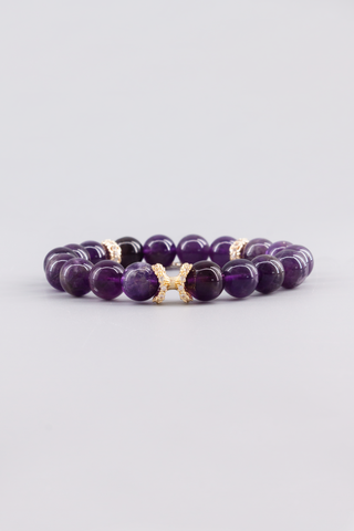 Amethyst Armband 10 mm – Seitenansicht des handgefertigten Schmuckstücks,Whirl Kollektion von Gembonbon