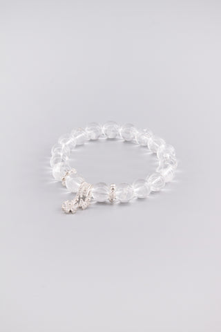 Handgefertigtes transparentes Bergkristall Armband 10 mm – Geschenk für Klarheit & Energie, Starlight Kollektion von Gembonbon (Vorderansicht)