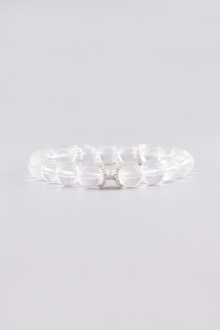 Transparentes Bergkristall Armband 10 mm – Seitenansicht, Whirl Kollektion von Gembonbon