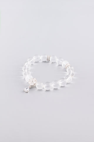 Handgefertigtes transparentes Bergkristall Armband 10 mm – Geschenk für Klarheit & Energie, Floret Kollektion von Gembonbon (Vorderansicht)