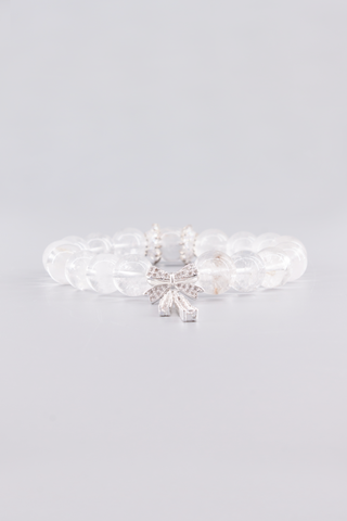 Transparentes Bergkristall Armband 10 mm – Seitenansicht, Crownette Kollektion von Gembonbon