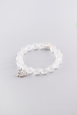 Handgefertigtes transparentes Bergkristall Armband 10 mm – Geschenk für Klarheit & Energie, Garden Kollektion von Gembonbon (Vorderansicht)