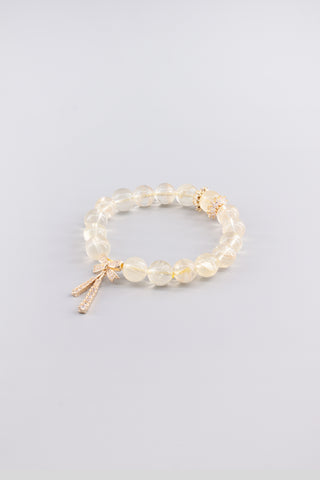 Handgefertigtes Citrin Armband 10 mm – Geschenk für Erfolg & Lebensfreude, Crownette Kollektion von Gembonbon (Vorderansicht)