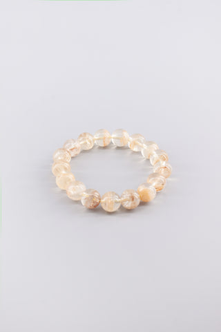 Handgefertigtes Goldener Rutilquarz Armband 12 mm – Geschenk für Inspiration & innere Stärke, Origin Kollektion von Gembonbon (Vorderansicht)