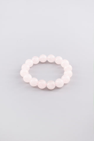 Handgefertigtes Rosenquarz Armband 12 mm – Geschenk für Liebe & Harmonie, Origin Kollektion von Gembonbon (Vorderansicht)