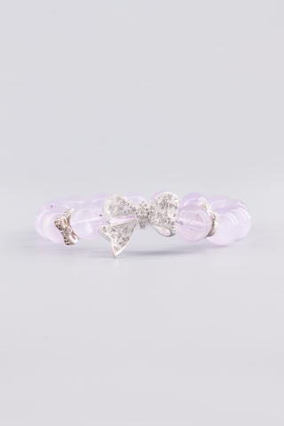 Transparentes Amethyst Armband 12 mm – Seitenansicht des handgefertigten Schmuckstücks, Bowknot Kollektion von Gembonbon