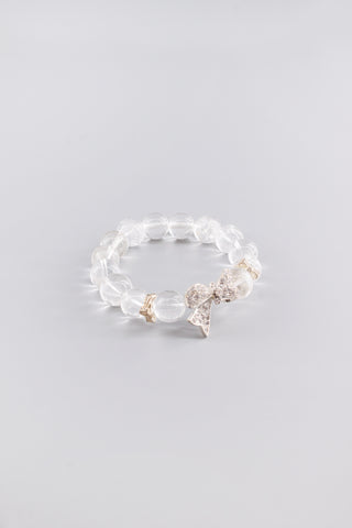 Handgefertigtes transparentes Bergkristall Armband 12 mm – Geschenk für Klarheit & Energie, Bowknot Kollektion von Gembonbon (Vorderansicht)