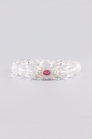 Transparentes Bergkristall Armband 12 mm – Seitenansicht, Ruby Kollektion von Gembonbon