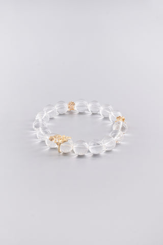 Handgefertigtes transparentes Bergkristall Armband 12 mm – Geschenk für Klarheit & Energie, Clove Kollektion von Gembonbon (Vorderansicht)