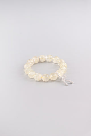 Handgefertigtes Citrin Armband 12 mm – Geschenk für Erfolg & Lebensfreude, Ribbon Kollektion von Gembonbon (Vorderansicht)