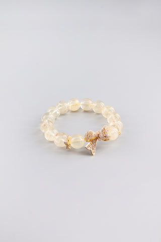 Handgefertigtes Citrin Armband 12 mm – Geschenk für Erfolg & Lebensfreude, Bowknot Kollektion von Gembonbon (Vorderansicht)