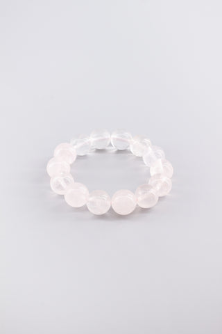 Handgefertigtes transparentes Rosenquarz Armband 14 mm – Geschenk für Liebe & Harmonie, Origin Kollektion von Gembonbon (Vorderansicht)