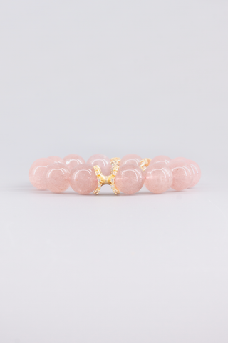 Erdbeerquarz Armband 14 mm handgefertigt – Seitenansicht, Peplum Kollektion von Gembonbon