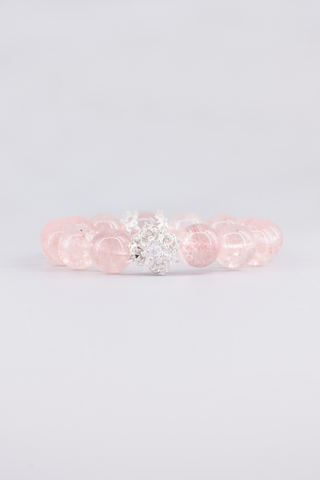 Erdbeerquarz Armband 14 mm handgefertigt – Seitenansicht, Princess Kollektion von Gembonbon