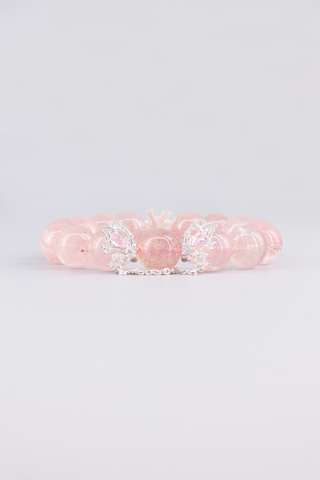 Erdbeerquarz Armband 14 mm handgefertigt – Seitenansicht, Butterfly Kollektion von Gembonbon