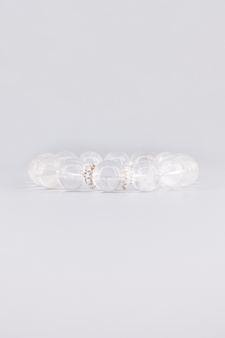 Transparentes Bergkristall Armband 14 mm – Seitenansicht, Crown Kollektion von Gembonbon