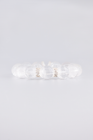 Transparentes Bergkristall Armband 14 mm – Seitenansicht, Peplum Kollektion von Gembonbon