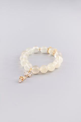 Handgefertigtes Citrin Armband 14 mm – Geschenk für Erfolg & Lebensfreude, Chime Kollektion von Gembonbon (Vorderansicht)