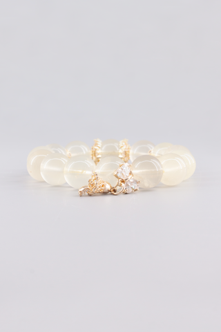 Citrin Armband 14 mm handgefertigt – Seitenansicht des Edelsteinarmbands, Chime Kollektion von Gembonbon